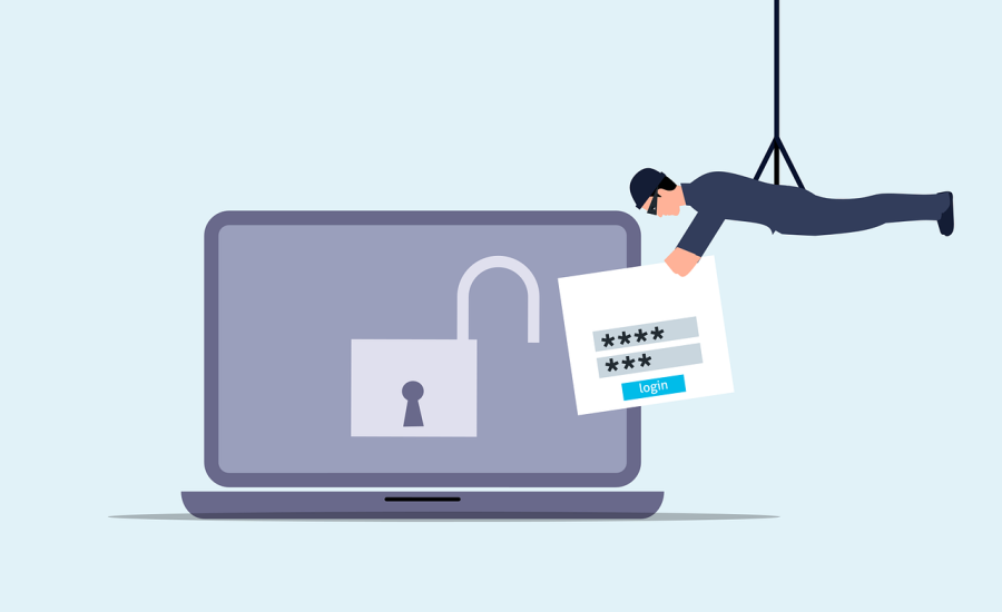 Free attack unsecured laptop vector