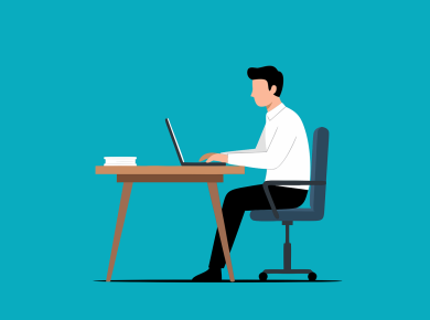 Free office worker computer vector